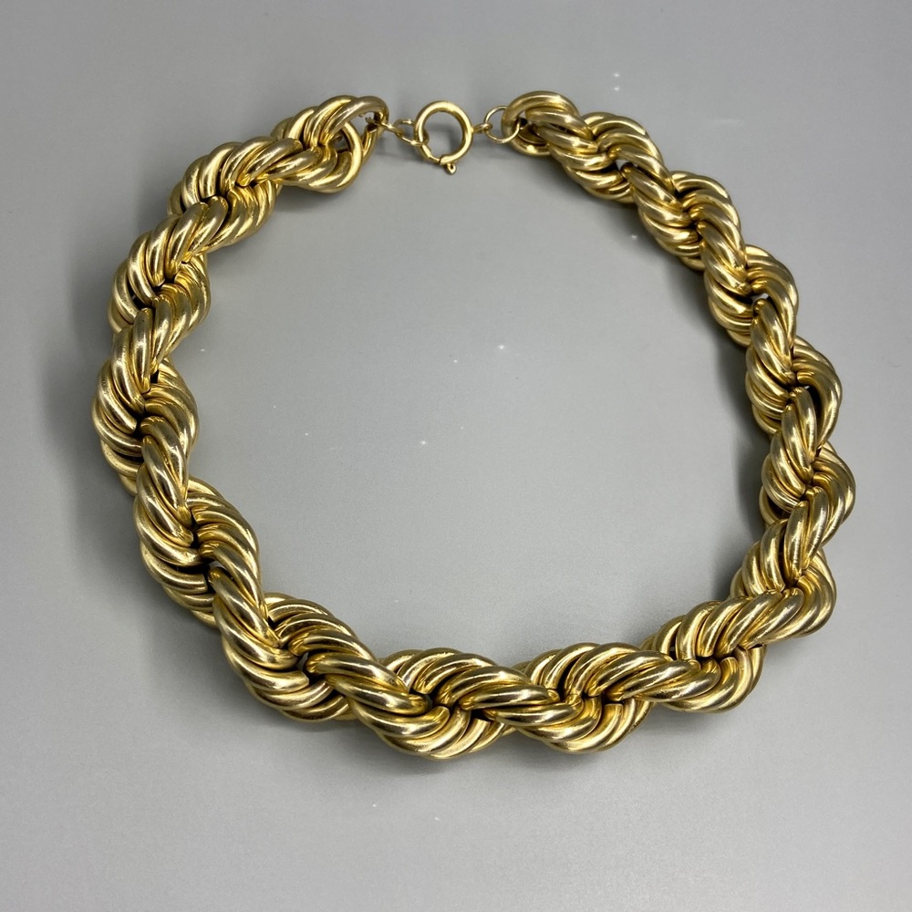 Vintage Bold & Gold Toned Big Rope Necklace HipHop Statement - Picture 3 of 16